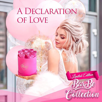 GLAMOUR BOUTIQUE Eternal Preserved Roses in a Box - Flowers Forever, Rose Forever in a Box for Wife, Birthday Gifts for Her, 7 Roses, Velvet Pink
