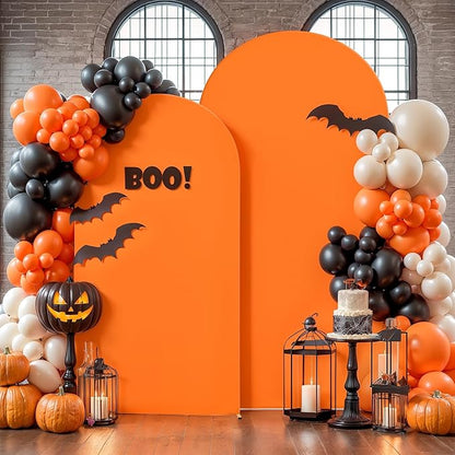 Orange Arch Backdrop Covers - 7.2FT, 6FT Spandex Fitted Wedding Arch Stand Covers Round Top Chiara Stretchy Arch Backdrop Cover for Thanksgiving Wedding Birthday Party Decoration