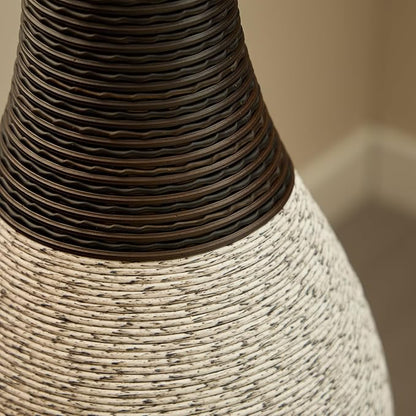 Large Hand-Woven PVC Rattan Look Floor Vase, 39.37 Inch Tall Home Decor Floor Vase for Fake Flower Dried, Farmhouse Decorative Flower Holder for Living Room, Bedroom, Dining Room, Entryway, Hallway