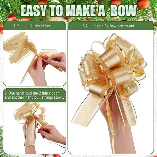 WILLBOND 20 Pieces 6 Inch Pull Bows Gift Wrapping Ribbon Pull Bows for Christmas Wedding Baskets Valentine Multicolor Wrap Accessory for Gift Present Holiday Decor(Assorted Color)