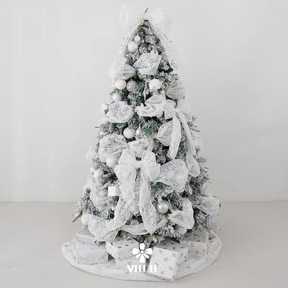 MEEDEE White Glitter Mesh Web Ribbon 10 Inch Wide by 10 Yards Roll White Fabric Ribbon Decorative Mesh Ribbon for Christmas Tree, Garland, Wreaths, Bows, Holiday Crafts, Home Decor
