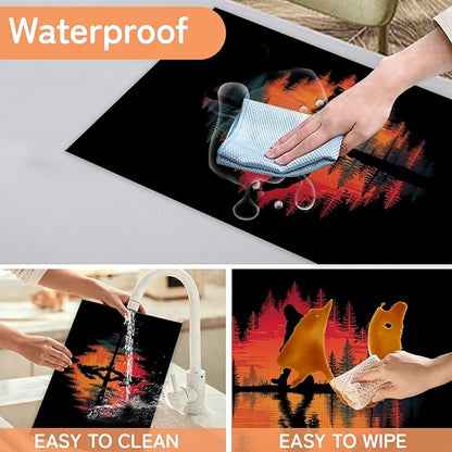 Big Foot Forest Placemats Set of 6,Washable Kitchen Dining Linen Table Mats for Home Party Dinner Indoor Outdoor 12x18Inch