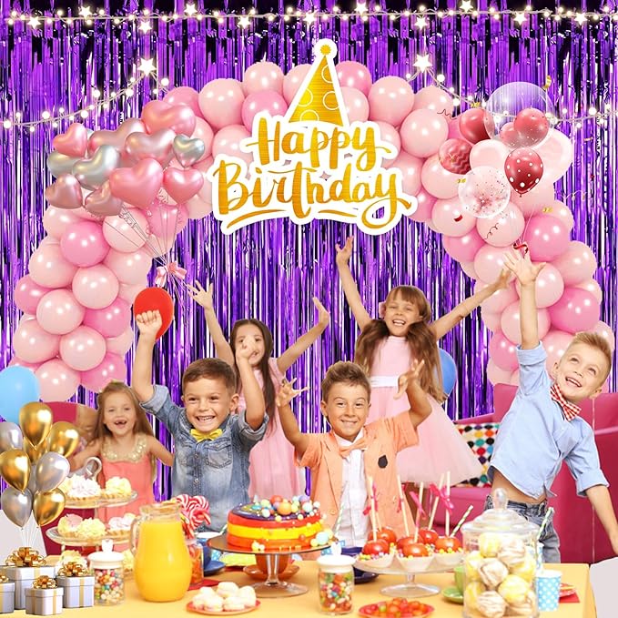 2 Pack 3.28 ft x 6.56 ft Purple Tinsel Curtain Party Backdrop - Metallic Foil Tinsel Fringe Backdrop Door Fringe for Birthday Graduation Wedding Party Photo Backdrop.