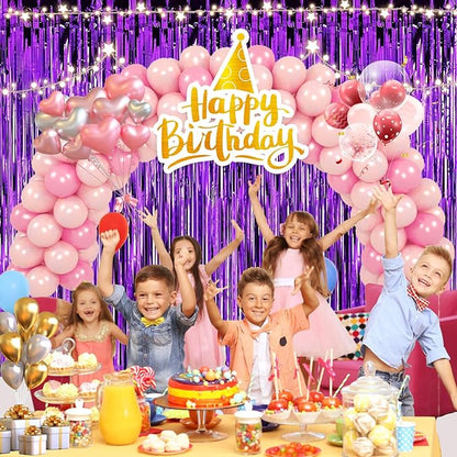 2 Pack 3.28 ft x 6.56 ft Purple Tinsel Curtain Party Backdrop - Metallic Foil Tinsel Fringe Backdrop Door Fringe for Birthday Graduation Wedding Party Photo Backdrop.
