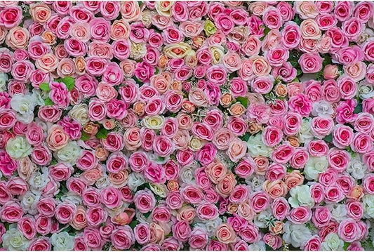Colorful Flowers Backdrop Pink Red Roses Flowers Floral Wall Photography Background Anniversary Birthday Baby Shower Wedding and Love Backdrops Decor Children Adults Video Studio Prop 10x6.5ft
