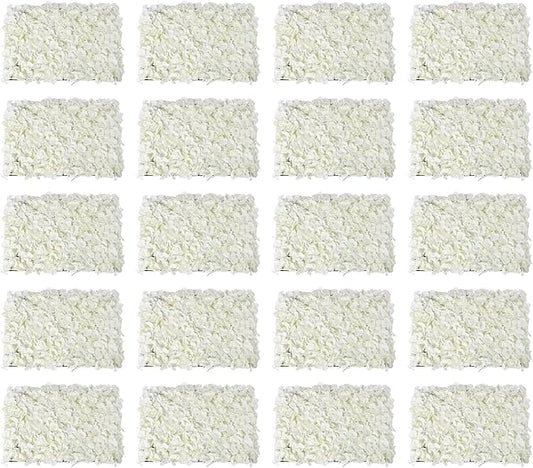 CNCEST 20Pcs Flower Panels,15.7"x 23.6" Artificial Flower Wall Panel, Milky-White Flower Backdrop Wall for Home Party Wedding Christmas Festival Photo Backdrop Decor (Milky White-40x60cm)