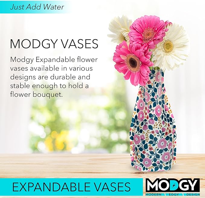 MODGY Expandable Flower Vase Plastic Decorative Modern Vases for Flowers Centerpieces Dining Table Decor Living Room Bathroom Wedding Office, Aviva
