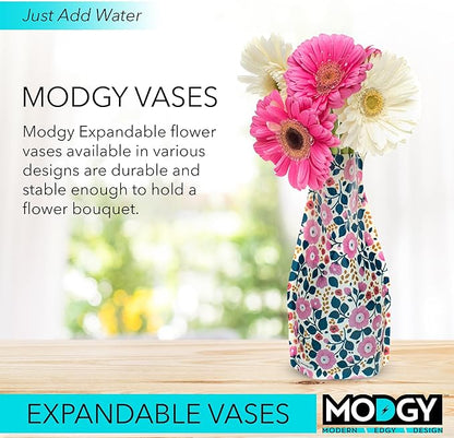 MODGY Expandable Flower Vase Plastic Decorative Modern Vases for Flowers Centerpieces Dining Table Decor Living Room Bathroom Wedding Office, Aviva