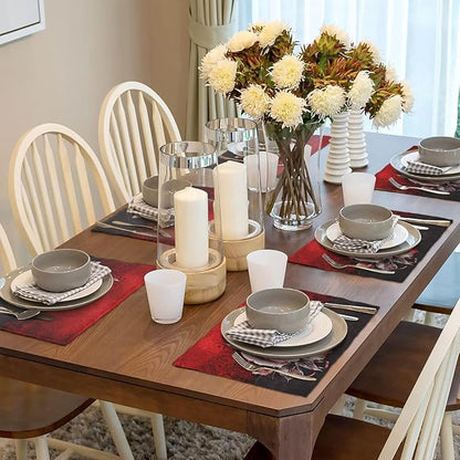 Rose Linen Table Placemats Set of 6 Vintage Flowers Place Mats for Home Party Kitchen Indoor Holiday Rustic Washable Heat Resistant Table Mats 12 x 18 Inch