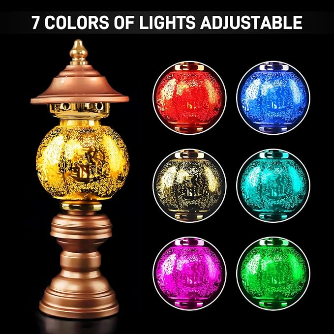 11inch LED Lotus Flower Lamp - 7 Color Changing Buddhist Light for Meditation, Wealth Attraction & Home Decor - Adjustable Brightness with Switch - Perfect for Buddhist Occasions & Supplies