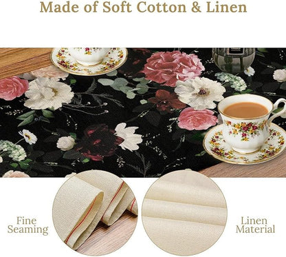 Floral Table Runner,Vintage Gothic Flowers Plant Prints Table Runner for Home Kitchen Table Decor Dining Coffee Room Party Decor 13x108 Inch