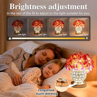 Artificial Hydrangea Flower Lamp with Remote Control, 3 Color Dimmable Night Light, Ideal Home Decor for Bedroom Living Room Wedding Coffee, Gifts for Women Friend Wife on Christmas Birthday