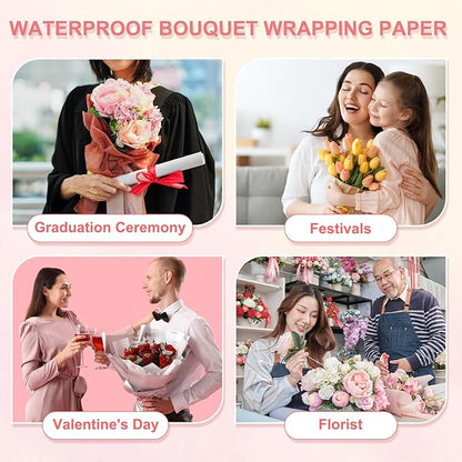 YELARXI Flower Wrapping Paper, Cotton Wrapping Flower Paper, Non-Woven Waterproof Floral Bouquet Wraps - Fitting for (Florist Supplies/Gift) 22 x 22 Inch & 40 Pack & Black