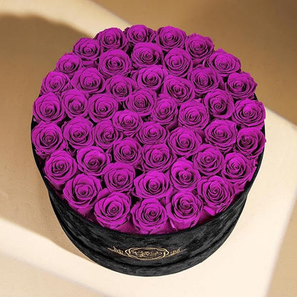 47 Flowers in a Luxury Suede Box, Birthday Gifts for Women, Preserved Flowers, Mothers Day Roses Gift for Mom, Bossy Pink