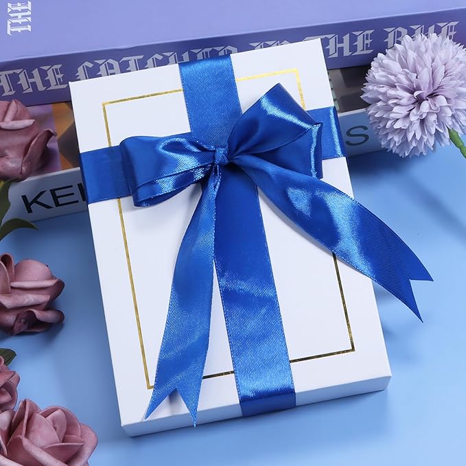 Royal Blue Ribbon for Gift Wrapping, 1 inch Polyester Satin Hair Ribbon for Flower Bouquet, Weeding Decoration, Baby Shower, Crafts Bows Fabric Christmas Ribbons 25 Yards