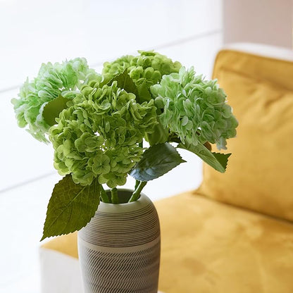 WILD WORKS Hydrangea Artificial Flower Natural Lifelike Real 21 inch Latex Long Stem 2 Light Green+2 Dark Green Hydrangea Flower Bouquets for Christmas Decor Home Party Outdoor Wedding Decoration