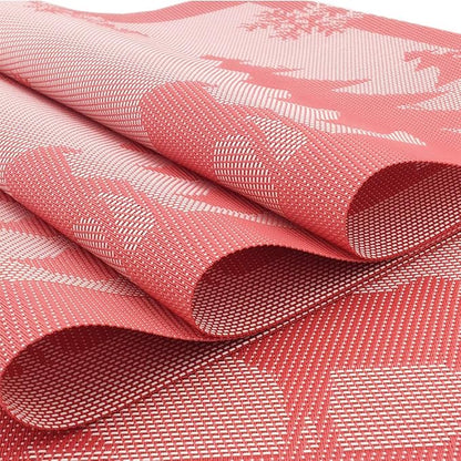 Gugrida Christmas Holiday Placemat 12”x18”, Set of 6, Christmas Table Decor, Holiday Tapestry placemat Woven, Red Tree