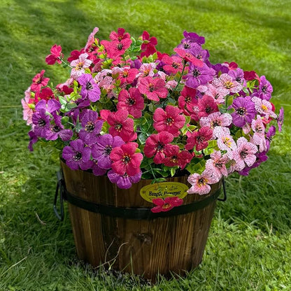 12 Bundles Artificial Flowers for Outdoor,No Fade UV Resistant Fake Flowers,Faux Plants for Outside Hanging Planters,Artificial Plants for Porch Garden Home Wedding Decor(Fuchsia,Purple,Pink)