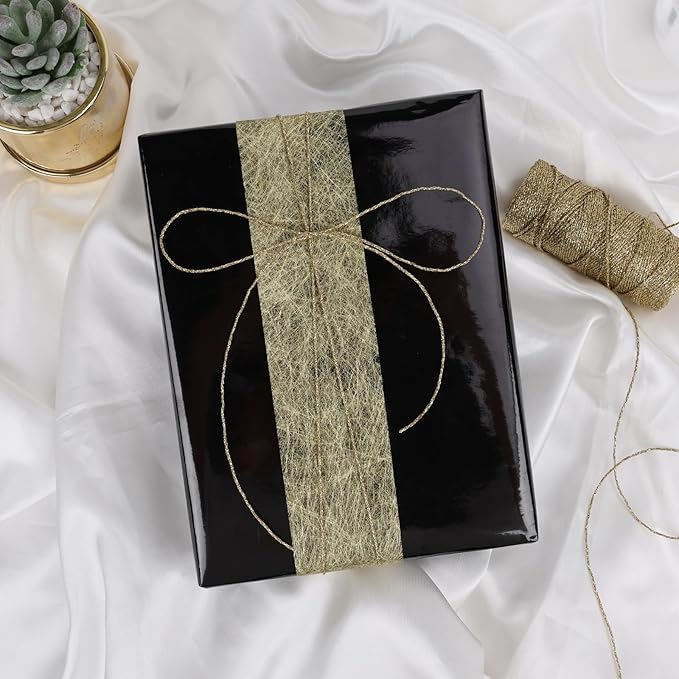 NESCCI Black Metallic Wrapping Paper, Solid Color Paper,Gift Wrapping Paper,Perfect for Wedding,Valentine's Day,Birthday, Christmas,Baby Shower,DIY Bouquet (17.5 Inches X 32.8 Feet)