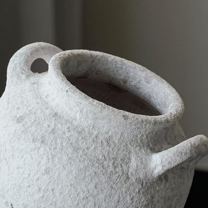 Rustic Terracotta Handle Flower Vase, Height 16.5cm/6.49in Vintage Clay Vases Farmhouse Decor, for Living Room Entryway Table Centerpiece Decor