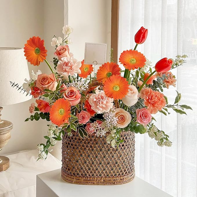 IPOPU Daisy Flowers Artificial,20PCS Orange Flowers Gerbera Daisy Fake Daisies for Wedding Party Office Home Decorations(Orange)