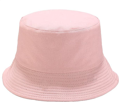 Flower Reversible Bucket Hat Cotton Summer Travel Beach Sun Hats Emboridery for Women Men