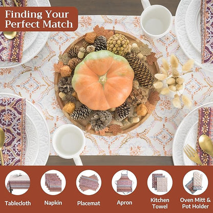 Maison d' Hermine Table Runner 100% Cotton Single Layer Table Runners 36 inches Long for Thanksgiving Christmas Decorations Home Kitchen Dining Party Wedding (Fair Isle, 14.5" x 36")