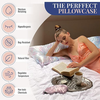 Blissy Silk Pillowcase - 100% Pure Mulberry Silk - 22 Momme 6A High-Grade Fibers - Silk Pillow Cover for Hair & Skin - Regular, Queen & King (Tie Dye, King)