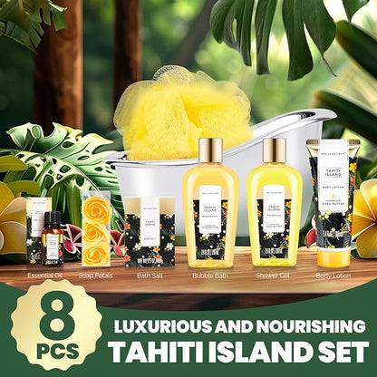 Spa Luxetique Spa Gift Baskets for Women - 8pcs Yellow Gifts for Women, Womens Gifts Includes Body Lotion, Bubble Bath, Bath Sets, Mothers Day Gifts for Mom