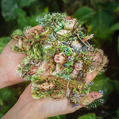 180Pcs Forest Witch PET Stickers, Magic Scrapbook Ephemera for Journaling Craft Supplies and Junk Journal