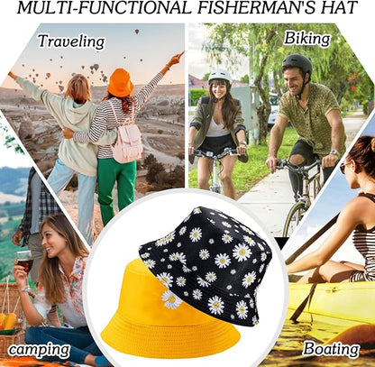 Sun Hat for Women Bucket Hat Cotton Reversible Summer Travel Beach Fishing Cap
