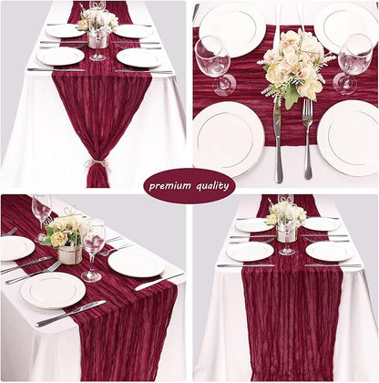 12 Pack Cheesecloth Table Runner 35x72 Inch Boho Gauze Table Runner Rustic Cheese Cloth Long Romantic Table Runners for Wedding Bridal Shower Birthday Party Table Decor (Burgundy)