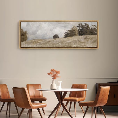 SIGNFORD Large Framed Canvas Print Wall Art Rustic Countryside Landscape Illustrations Modern Art Relax/Calm Warm for Living Room, Bedroom, Office - 60"x20"