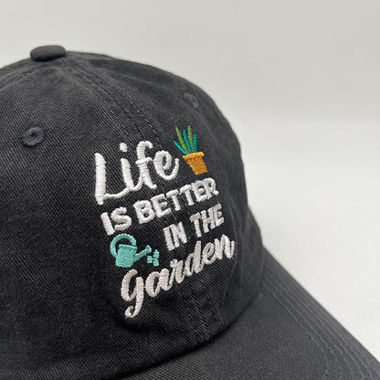 Cute Flower Hat, Elegant Floral Embroidered Adjustable Baseball Cap for Men Women, Gifts for Flower Lovers, Black