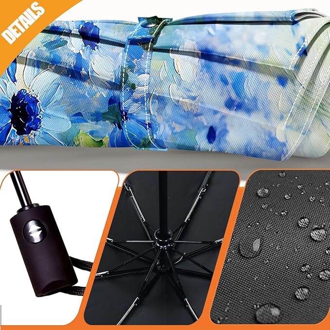 Small Compact Travel Automatic Folding Umbrella for Women, Portable Lightweight, Rain, Wind, UV Sun Shade