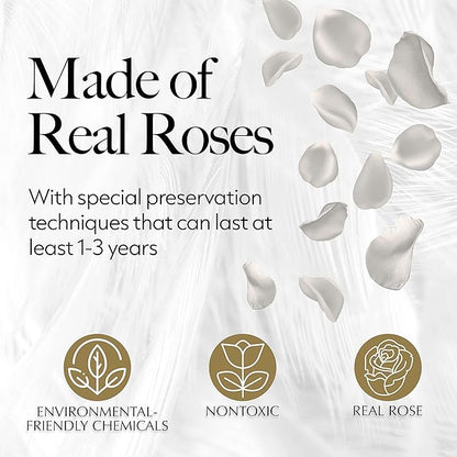 GLAMOUR BOUTIQUE 27 Flower Forever Heart Shape Box - Preserved Roses Gift for Her, Preserved Flowers, White