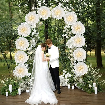 PATTEPOINT 12PCS White Paper Flowers Decorations for Wall Giant Tissue Paper Flowers 12'' White Giant Crepe Artificial Flowers Large Flowers for Wedding Birthday Baby Shower Party Home Decor Supplies