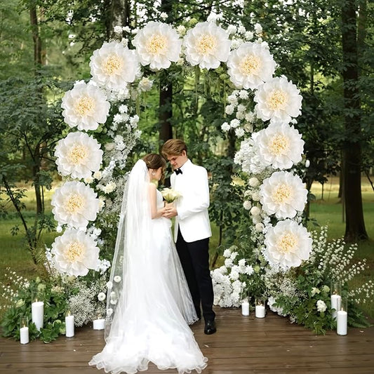 PATTEPOINT 12PCS White Paper Flowers Decorations for Wall Giant Tissue Paper Flowers 12'' White Giant Crepe Artificial Flowers Large Flowers for Wedding Birthday Baby Shower Party Home Decor Supplies