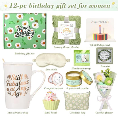 Birthday Gifts for Women Self Care Gifts for Women Happy Birthday Gift Baskets for Mon Wife Grandma Girlfriend Best Friend,Sister,Daisy Relaxing Spa Gifts Set Christmas Gifts