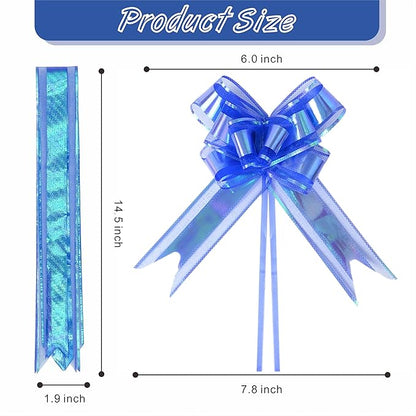 24PCS Navy Blue Pull Bows for Gift Wrapping, 6" Large Pre-Tied Decorative Bows for Christmas, Wedding, Birthday, Party Decorations, Reusable Instant Floral Decors for Gifts, Bouquets,Baskets