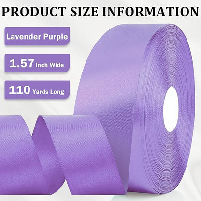 XSEINO 110 Yards Ribbon,1 1/2 Inch Lavender Satin Ribbon for Flower Bouquet, Gift Wrapping, Ribbons for Crafts, Hair Bows Making, Wedding Party Decoration, Sewing, Invitation Cards, Christmas