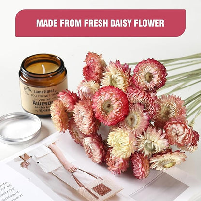 MIHUAGE Dried Flower 40PCS Daisy Bouquet 100% Natural Chrysanthemum Dry Flower for Vase Home décor Party DIY Arrangement Wheat Straw Bulk (Light Purple)