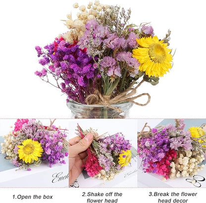 10 Pack Mini Dried Babys Breath Flowers Bouquet Natural Gypsophila Dried Flower with Stem Dried Embossing Flower Bundles Artificial Flowers Dried Floral Arrangement for Resin, Vase, DIY, Photo Prop