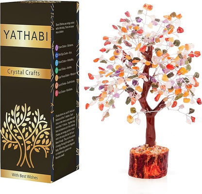 Chakra Tree - Crystal Tree - Feng Shui Tree - Crystal Tree for Positive Energy - Money Crystal Stone - Bonsai Tree - Chakra Tree of Life Decor - Tree of Life Sculptures Tabletop - Good Luck Gifts