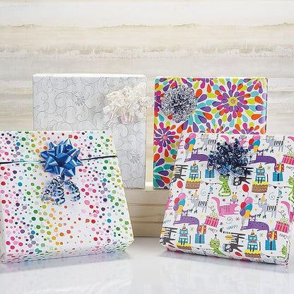 Current Color Splash Jumbo Rolled Birthday Gift Wrap (1 Giant Roll, 61 sq. ft.) Peek-Proof, For Birthdays, Graduations, Baby Showers and More