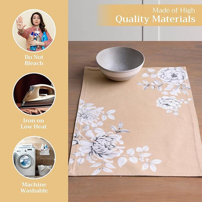Maison d' Hermine Placemats Set of 4 100% Cotton Washable Cloth Place Mats, Reusable Table Mats for Thanksgiving Christmas Decorations Kitchen Dining Party Wedding (Pretty Autumn, 13" x 19")
