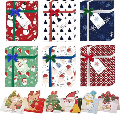 Christmas Gift Card Boxes Holder with Bows and To From Tags Greeting Card, Holiday Unique Gift Card Decorative Wrapped Card Boxes for Xmas Holiday Birthday Wedding Party Favors
