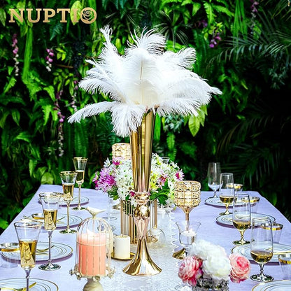 NUPTIO Gold Tall Centerpiece Table: 21.9" Trumpet Vases for Wedding Metal Flower Stand for Party Decorations Set of 6