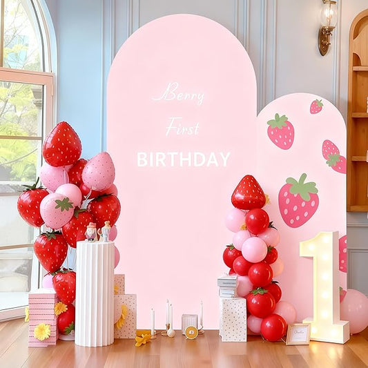 6.6FT Pink Arch Backdrop Cover - Polyester Fitted Wedding Arch Stand Covers Round Top Chiara Arch Backdrop Cover for Birthday Party Banquet Photo Background Decoration