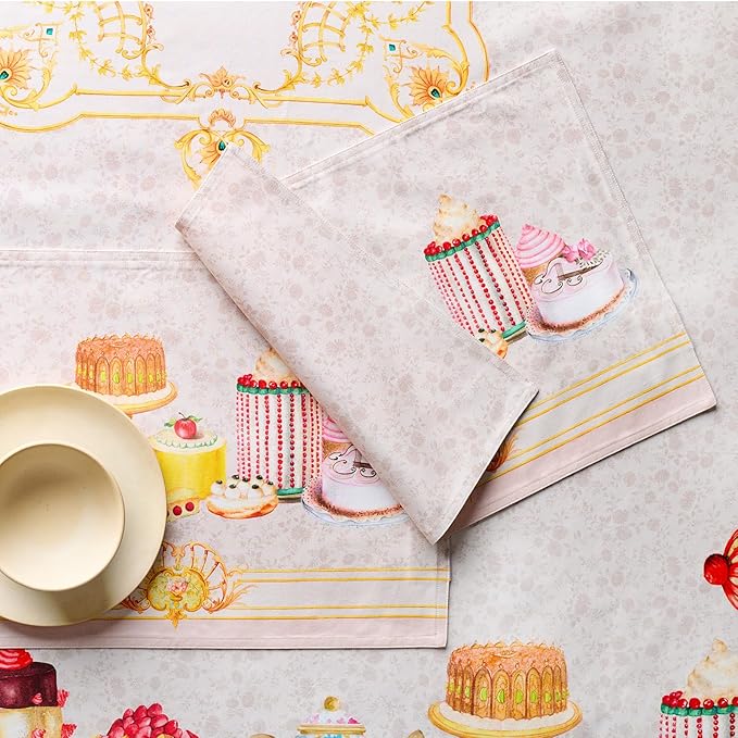 Maison d' Hermine Place Mats 100% Combed Cotton Premium (13 Inch x 19 Inch) Decorative Cloth Place Mat Washable Dinner Placemat, Dinner, Wedding & Dining, Pastries (Set of 4)